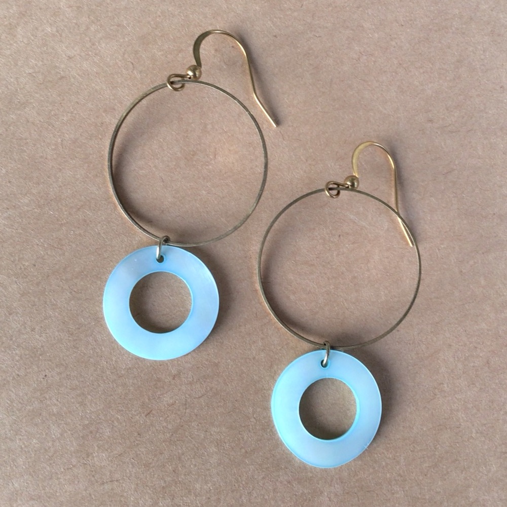 New fashion earrings circle eco friendly brass blue tone
